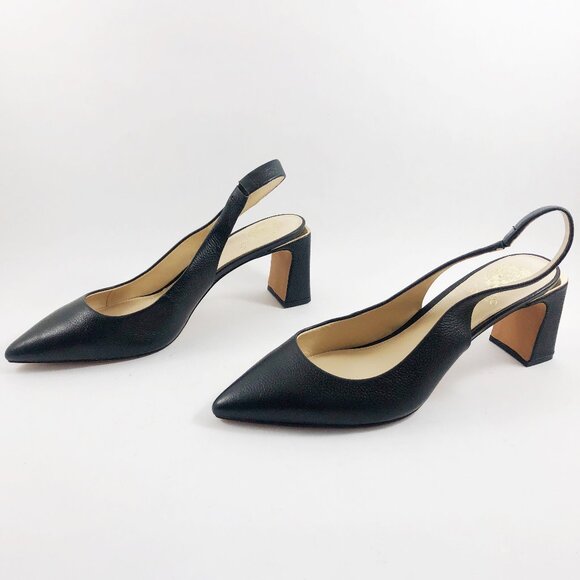 NWOB! Vince Camuto Hamden Slingback Black Leather Heels 11 - Picture 3 of 11